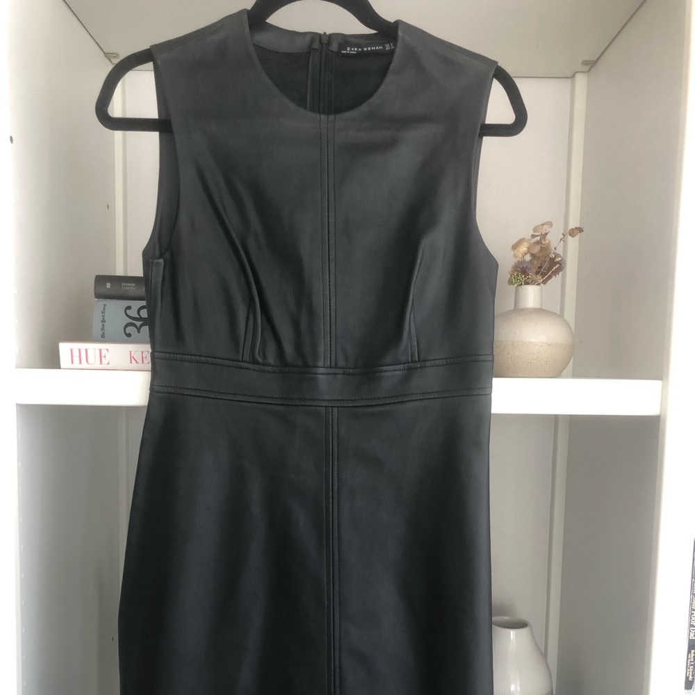 Faux leather shift dress (Zara)